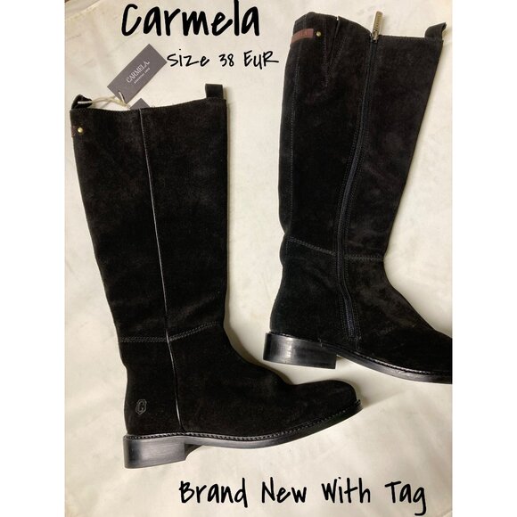 Carmela Shoes - Carmela Women's Black Suede Boots Size 38 - New with Tags
